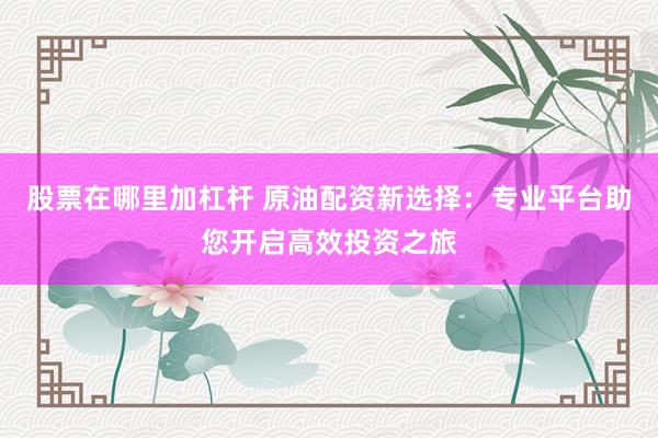 股票在哪里加杠杆 原油配资新选择：专业平台助您开启高效投资之旅