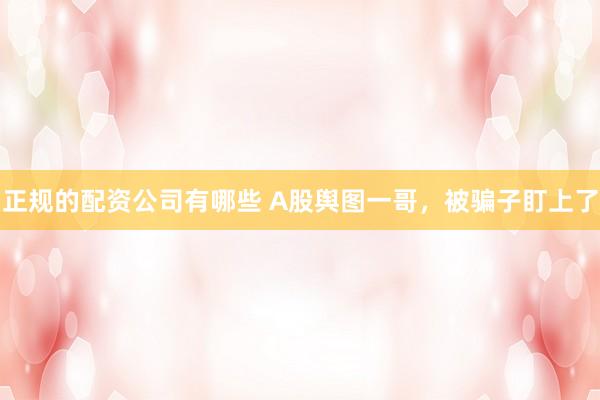 正规的配资公司有哪些 A股舆图一哥，被骗子盯上了