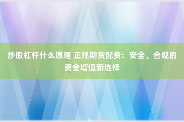 炒股杠杆什么原理 正规期货配资：安全、合规的资金增值新选择