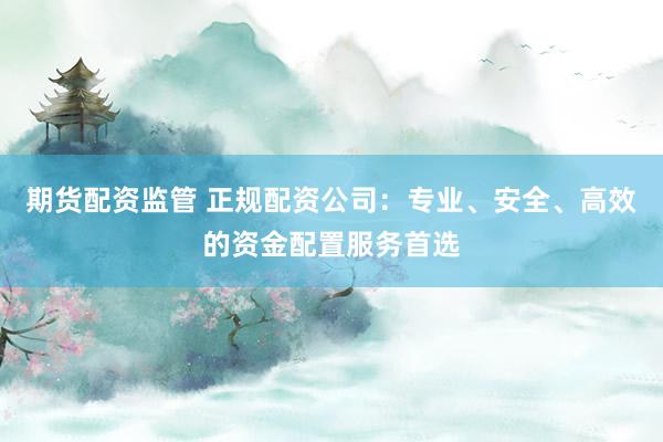 期货配资监管 正规配资公司：专业、安全、高效的资金配置服务首选