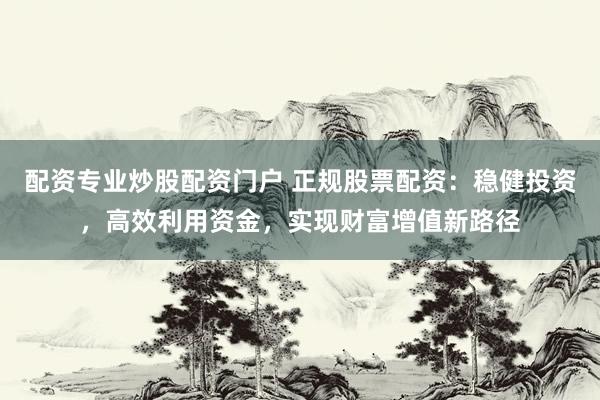 配资专业炒股配资门户 正规股票配资：稳健投资，高效利用资金，实现财富增值新路径
