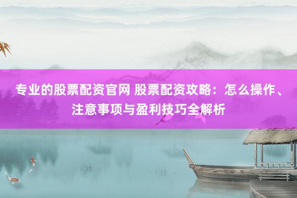 专业的股票配资官网 股票配资攻略：怎么操作、注意事项与盈利技巧全解析
