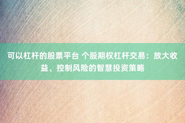 可以杠杆的股票平台 个股期权杠杆交易：放大收益、控制风险的智慧投资策略