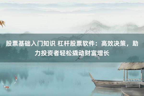 股票基础入门知识 杠杆股票软件：高效决策，助力投资者轻松撬动财富增长