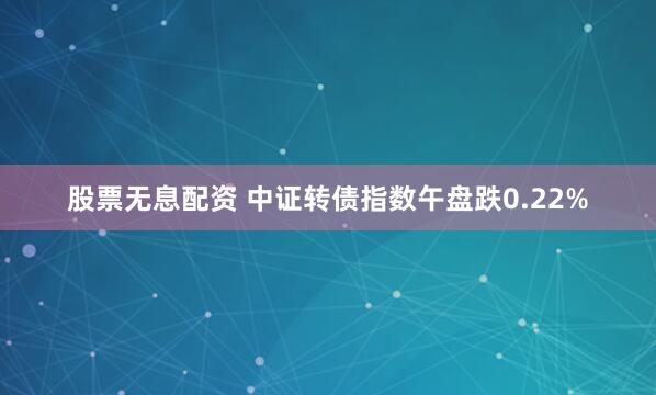 股票无息配资 中证转债指数午盘跌0.22%