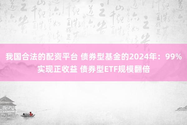 我国合法的配资平台 债券型基金的2024年：99%实现正收益 债券型ETF规模翻倍