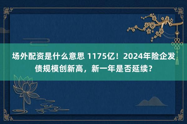 场外配资是什么意思 1175亿！2024年险企发债规模创新高，新一年是否延续？