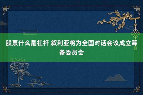 股票什么是杠杆 叙利亚将为全国对话会议成立筹备委员会