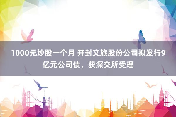 1000元炒股一个月 开封文旅股份公司拟发行9亿元公司债，获深交所受理