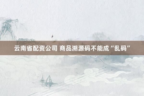云南省配资公司 商品溯源码不能成“乱码”