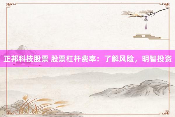 正邦科技股票 股票杠杆费率：了解风险，明智投资