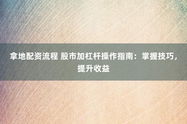 拿地配资流程 股市加杠杆操作指南：掌握技巧，提升收益